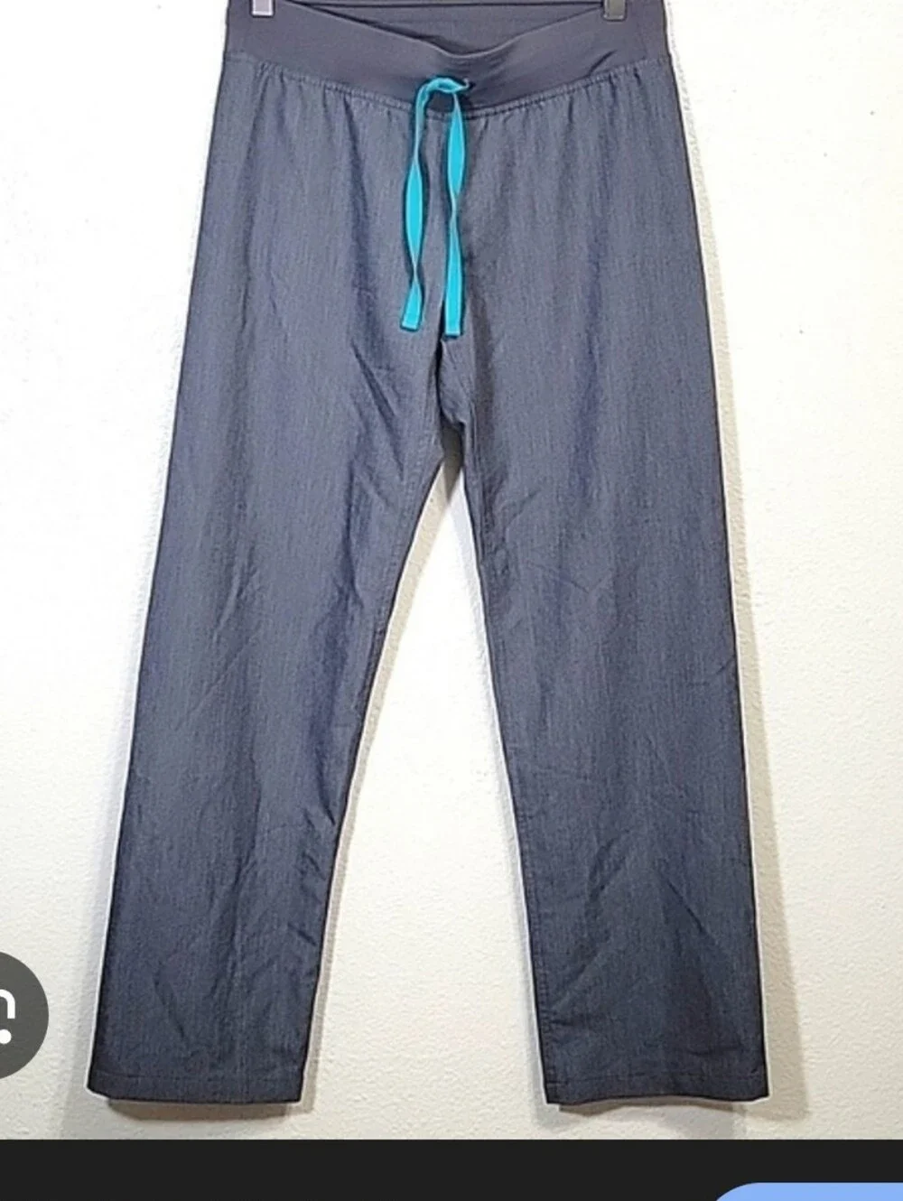 Figs MEN Grey Scrub Pants with Teal Drawstring XLT